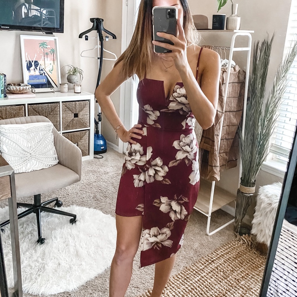 Floral Wrap Midi Dress